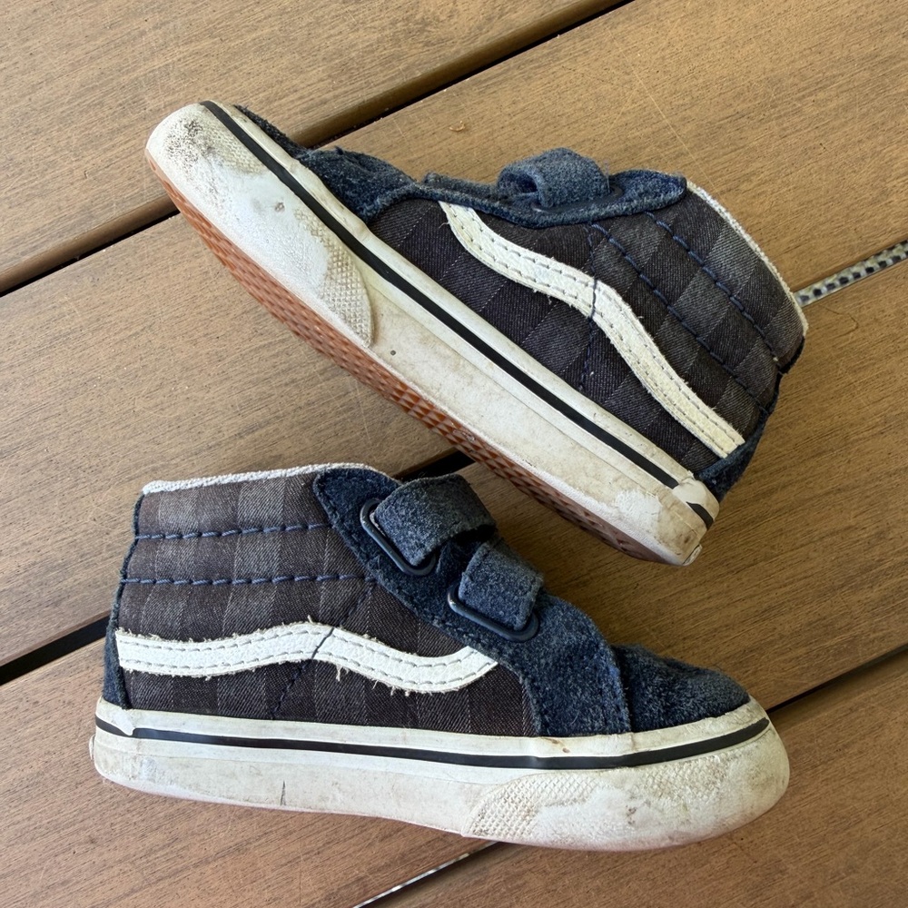 Vans Kids Black and White Velcro Sneakers